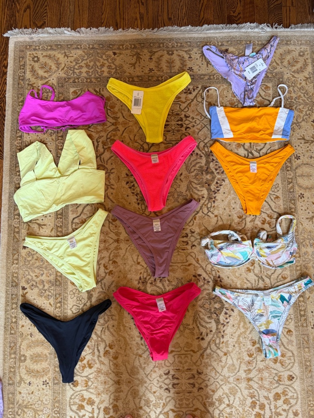 Mixed Color Bikini Bottoms & Tops Lot - Brights and Pastels